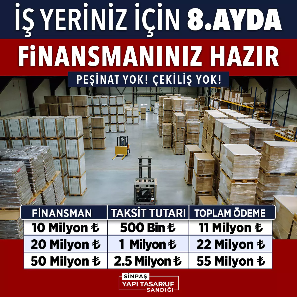 Sinpaş YTS ile iş yerinize özel finansman desteği 8. ayda hazır!